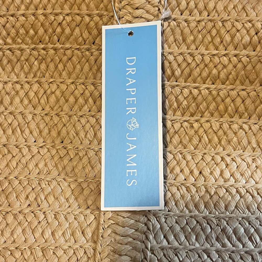 Draper James Everyday Straw Tote Bag with Blue Floral Scarf - Picture 2 of 9